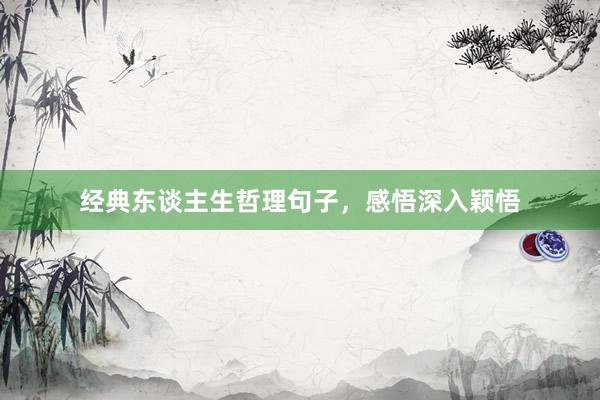 经典东谈主生哲理句子，感悟深入颖悟